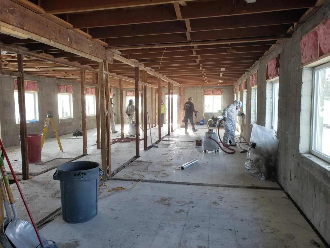 Lux Con construction crew working on an interior renovation.