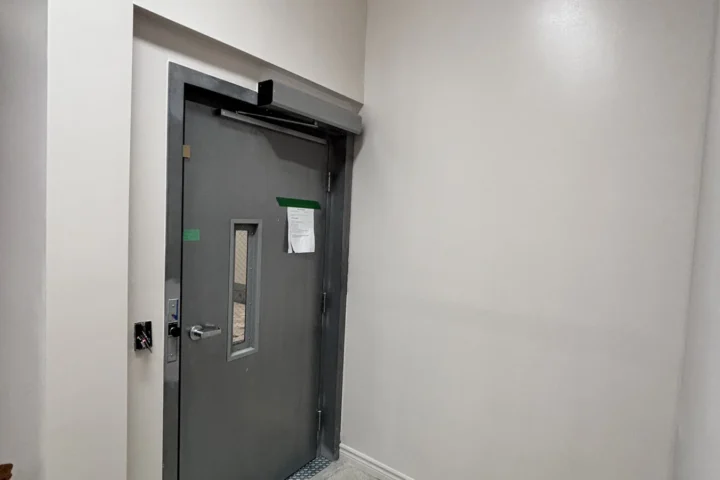 Closed accessibility lift doorway
