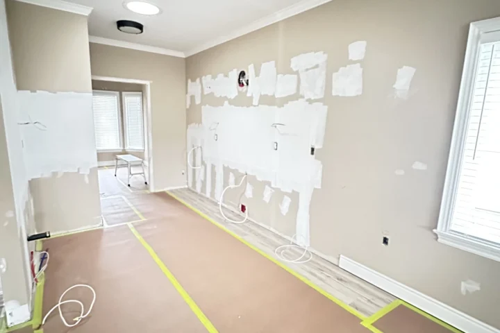 Kitchen walls prepared for renovation