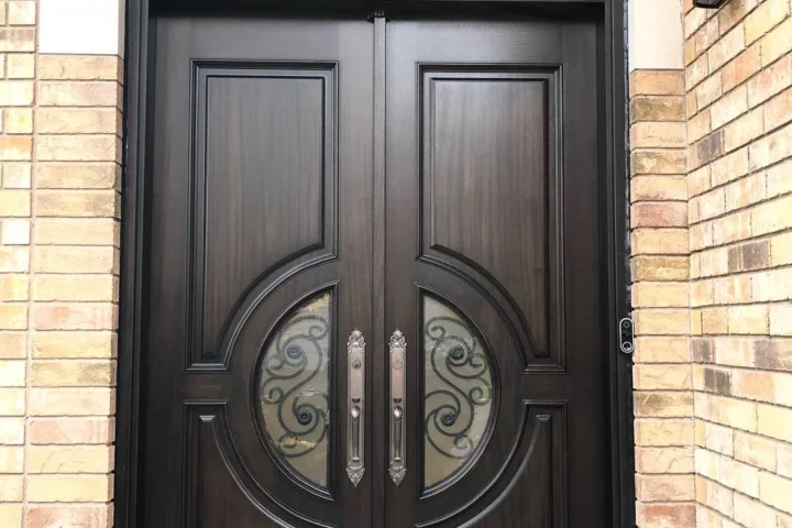 Replacement dark double entry doors